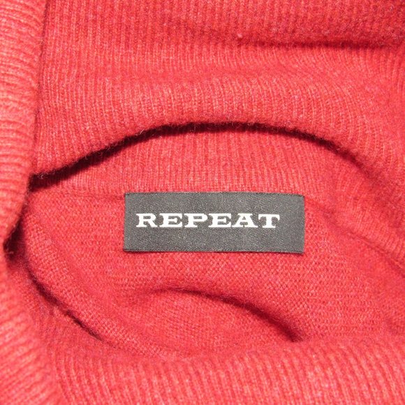 REPEAT Wool Cashmere Rusty Orange Red Oversized Turtleneck Tunic Sweater One Sz - Picture 5 of 6
